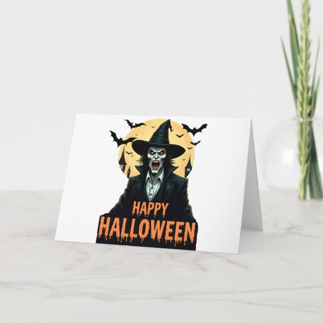 Halloween Horror Witch with Red Eyes Invitation (Front)