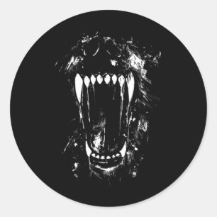 Halloween Horror Wolf Dog Vampire Monster Teeth Classic Round Sticker