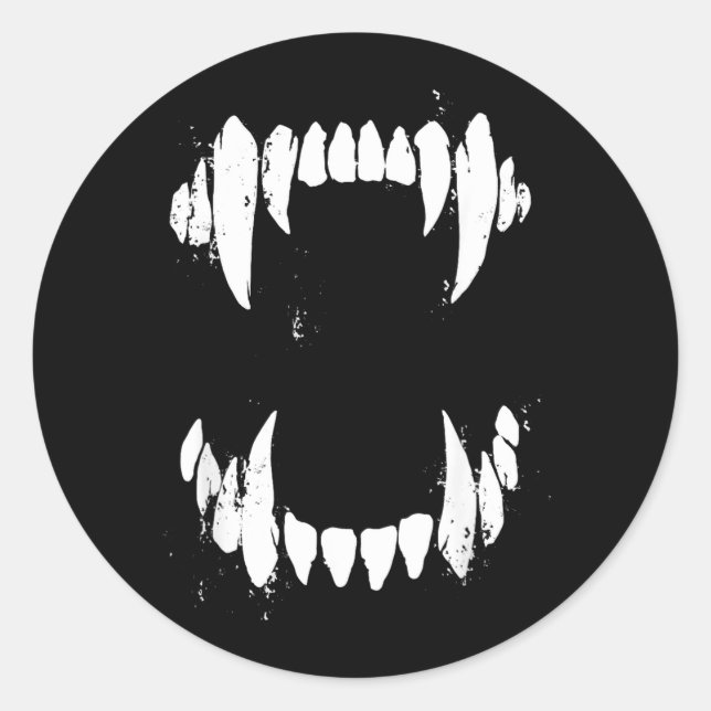 Halloween Horror Wolf Dog Vampire Monster Teeth Classic Round Sticker (Front)