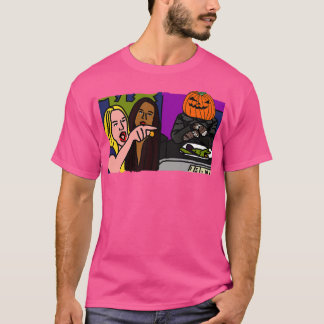 Halloween Horror Woman Yelling at Cat Memes with P T-Shirt