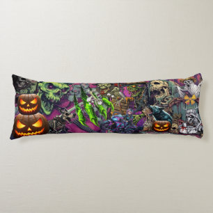 Halloween Horror Zombie Collage & Jack-O'-Lantern  Body Cushion