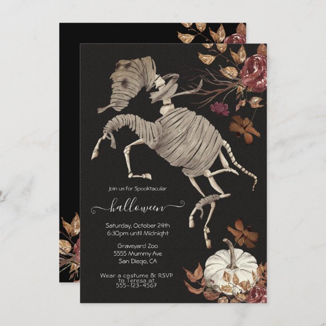 Halloween Horse Floral Dark & Moody Invitation (Front/Back)