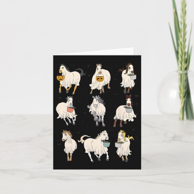 Halloween Horse Ghost Boo Pumpkin Costume For Men  Card (Front)