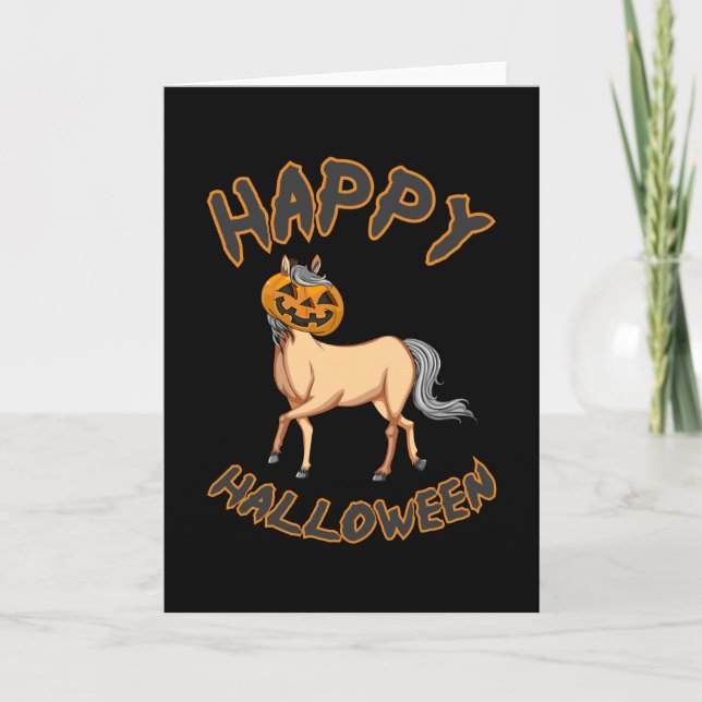 Halloween Horse Horses Pumpkin Horror Gift Idea Card (Front)