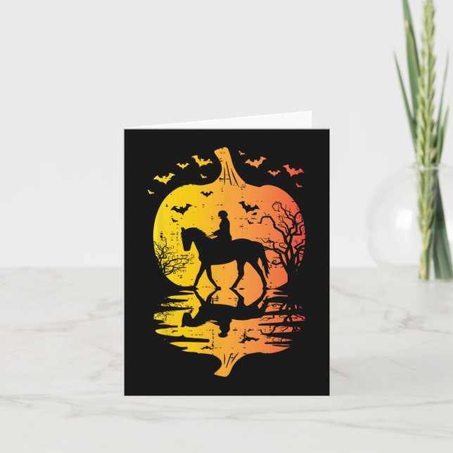 Halloween Horse Silhouette Pumpkin Vintage Costume Card (Front)
