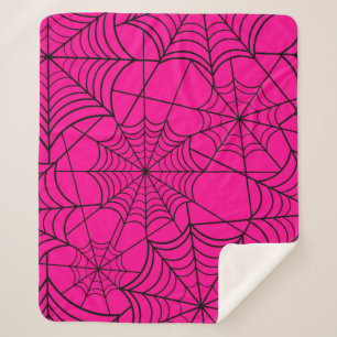 halloween hot pink spider web sherpa blanket