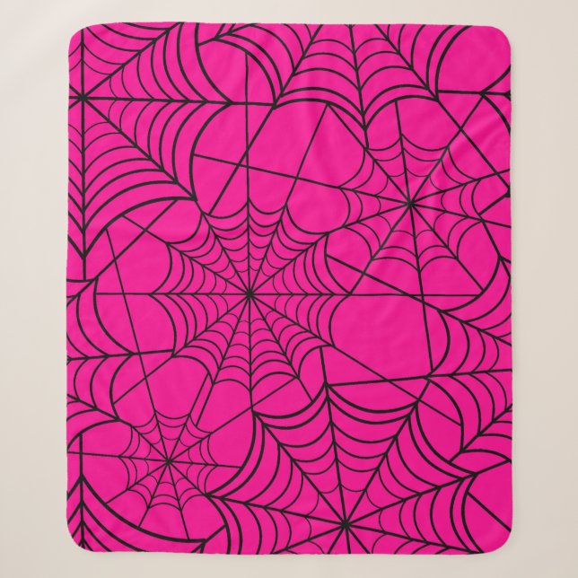 halloween hot pink spider web sherpa blanket (Front)