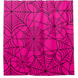 halloween hot pink spider web shower curtain