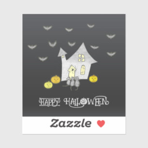 Halloween House, Black Cats, Bats, Pumpkins