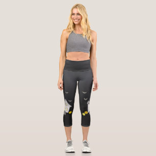 Halloween House, Black Cats, Bats, Pumpkins Capri Leggings