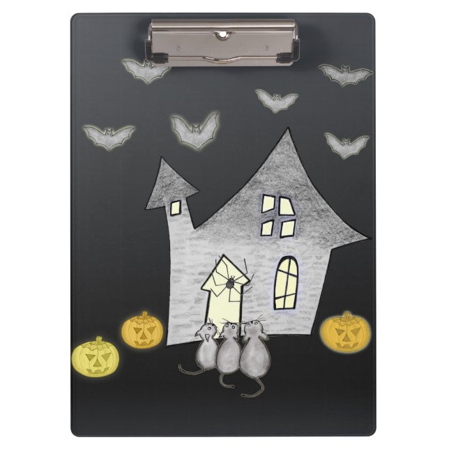 Halloween House, Black Cats, Bats, Pumpkins Clipboard (Front)