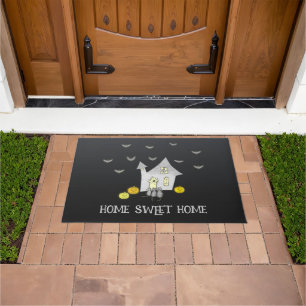 Halloween House, Black Cats, Bats, Pumpkins Doormat