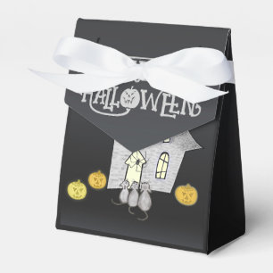 Halloween House, Black Cats, Bats, Pumpkins Favour Box