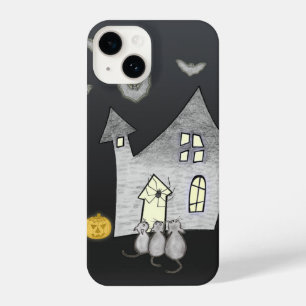 Halloween House, Black Cats, Bats, Pumpkins iPhone 14 Case