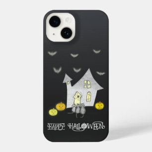 Halloween House, Black Cats, Bats, Pumpkins iPhone 14 Case