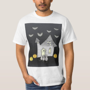 Halloween House, Black Cats, Bats, Pumpkins T-Shirt