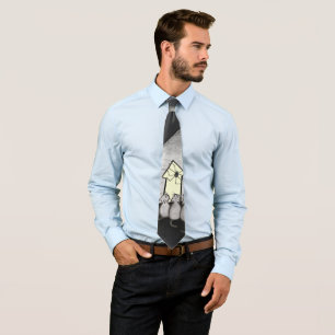 Halloween House, Black Cats, Bats, Pumpkins Tie