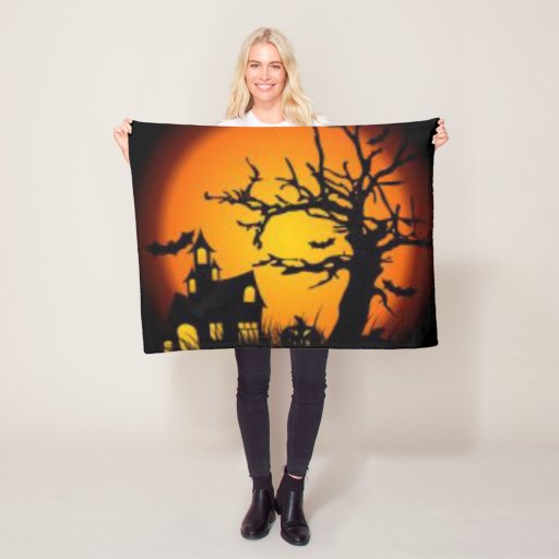 Image of Halloween house Fleece Blanket