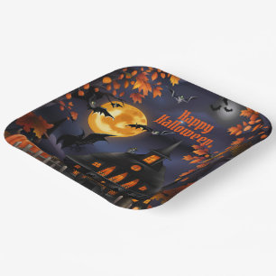 Halloween House Paper Plate