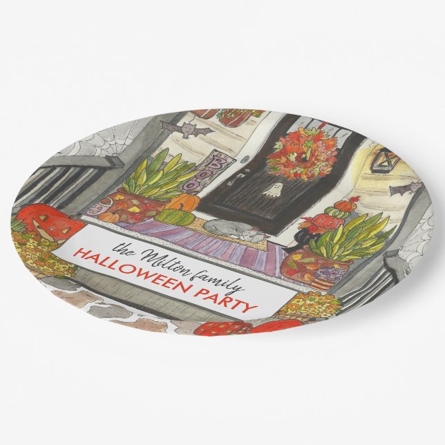 Halloween House Party Paper Plate (Angled)