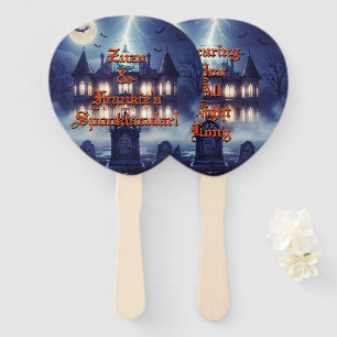Halloween House With Frankie, Dark Blue Hand Fan