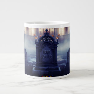 Halloween House With Frankie, Dark Blue Large Coffee Mug
