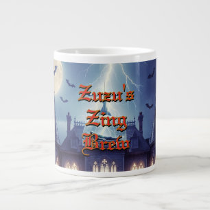 Halloween House With Frankie, Dark Blue Large Coffee Mug