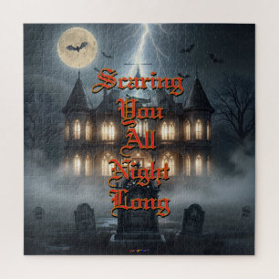 Halloween House With Frankie, Dark Grey Jigsaw Puzzle
