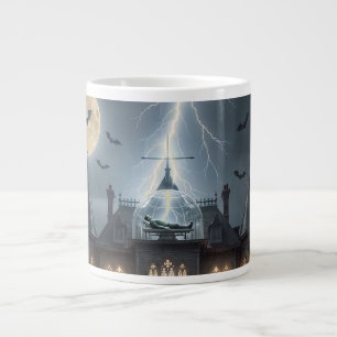Halloween House With Frankie, Dark Grey Large Coffee Mug