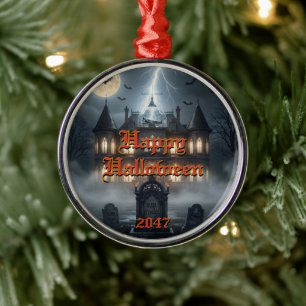 Halloween House With Frankie, Dark Grey Metal Tree Decoration