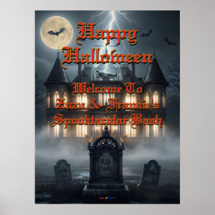 Halloween House With Frankie, Dark Grey Poster