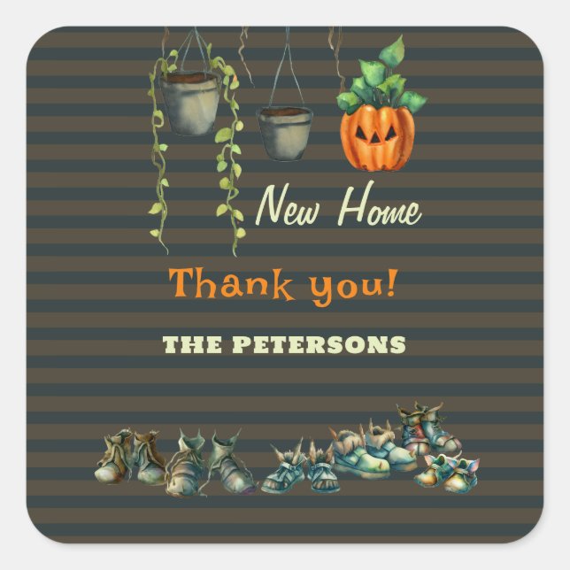 Halloween Housewarming Party Gremlins Thank You Square Sticker (Front)
