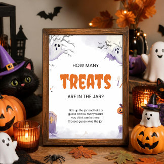Halloween How Many Treats Are in the Jar Sign