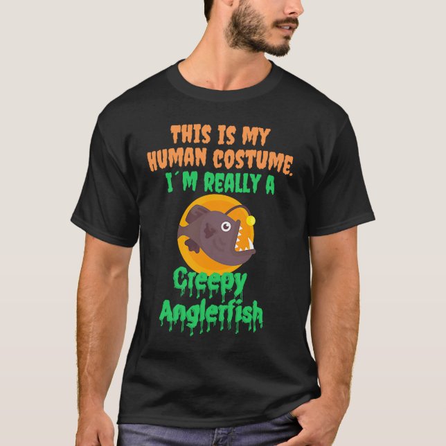 Halloween Human Costum Creepy Anglerfish Sea Creat T-Shirt (Front)