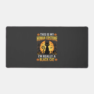 Halloween Human Costume Black Cat Graveyard Desk Mat