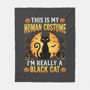 Halloween Human Costume Black Cat Graveyard Fleece Blanket