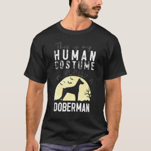 Halloween Human Costume Doberman Pinscher Moon Sil T-Shirt