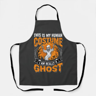 Halloween Human Costume Ghost Skeleton Graphic Apron