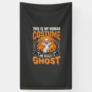 Halloween Human Costume Ghost Skeleton Graphic Banner