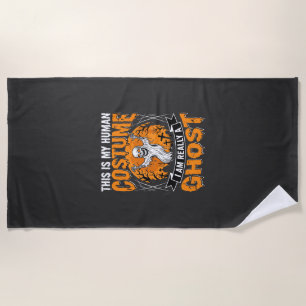 Halloween Human Costume Ghost Skeleton Graphic Beach Towel