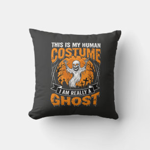 Halloween Human Costume Ghost Skeleton Graphic Cushion