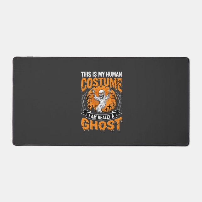 Halloween Human Costume Ghost Skeleton Graphic Desk Mat (Front)
