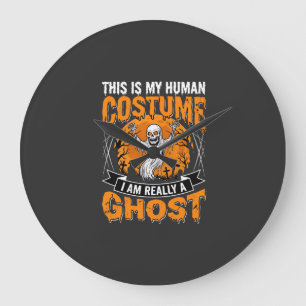 Halloween Human Costume Ghost Skeleton Graphic Large Clock