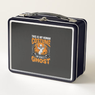 Halloween Human Costume Ghost Skeleton Graphic Metal Lunch Box