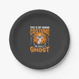 Halloween Human Costume Ghost Skeleton Graphic Paper Plate