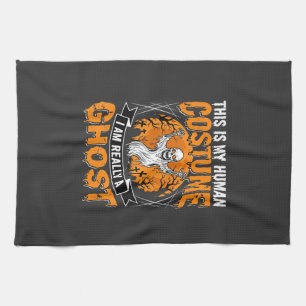 Halloween Human Costume Ghost Skeleton Graphic Tea Towel