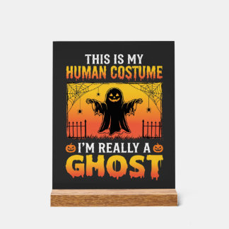 Halloween Human Costume Ghost Vintage Acrylic Sign