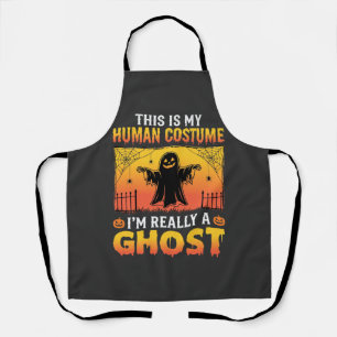 Halloween Human Costume Ghost Vintage Apron