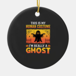 Halloween Human Costume Ghost Vintage Ceramic Tree Decoration