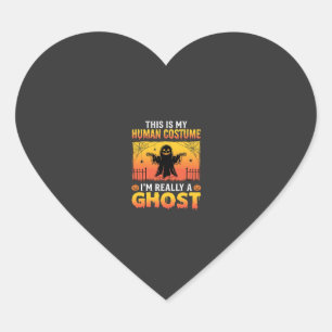 Halloween Human Costume Ghost Vintage Heart Sticker